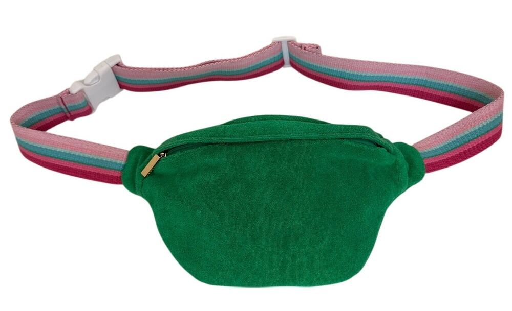 Shiraleah Sol Green Stripe Terry Cloth Fanny Pack Belt Bag Crossbody Adjustable